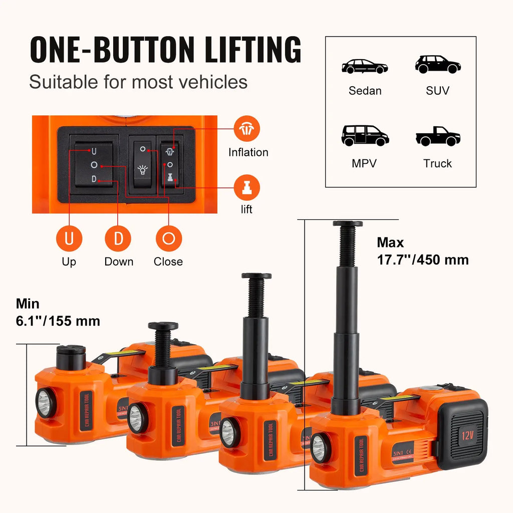 VEVOR Electric Car Jack 5 Ton with Impact Wrench & Pump