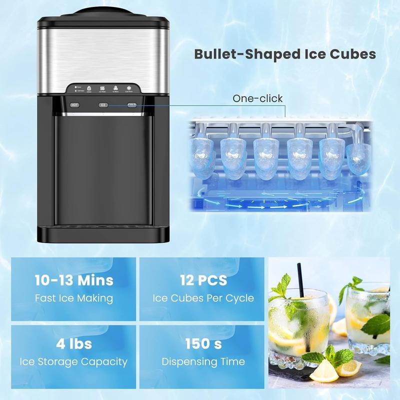[ Linmited time deal ] 3-in-1 Countertop Water Dispenser (with Ice Maker) – Hot & Cold Water for Home, Kitchen & Office