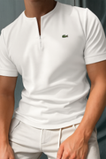 Bestseller! Signature Embroidery Zipper Neck Men's T-Shirt