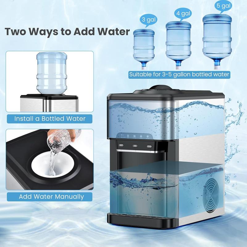 [ Linmited time deal ] 3-in-1 Countertop Water Dispenser (with Ice Maker) – Hot & Cold Water for Home, Kitchen & Office