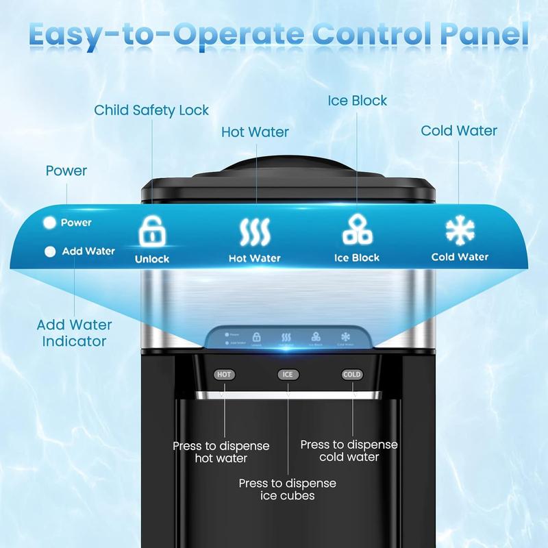 [ Linmited time deal ] 3-in-1 Countertop Water Dispenser (with Ice Maker) – Hot & Cold Water for Home, Kitchen & Office